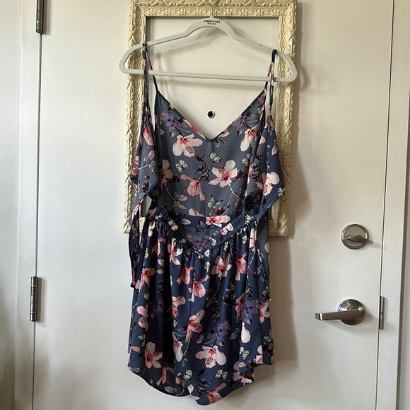 ONLY | Navy Floral Shorts Jumpsuit - Picture 2 of 14